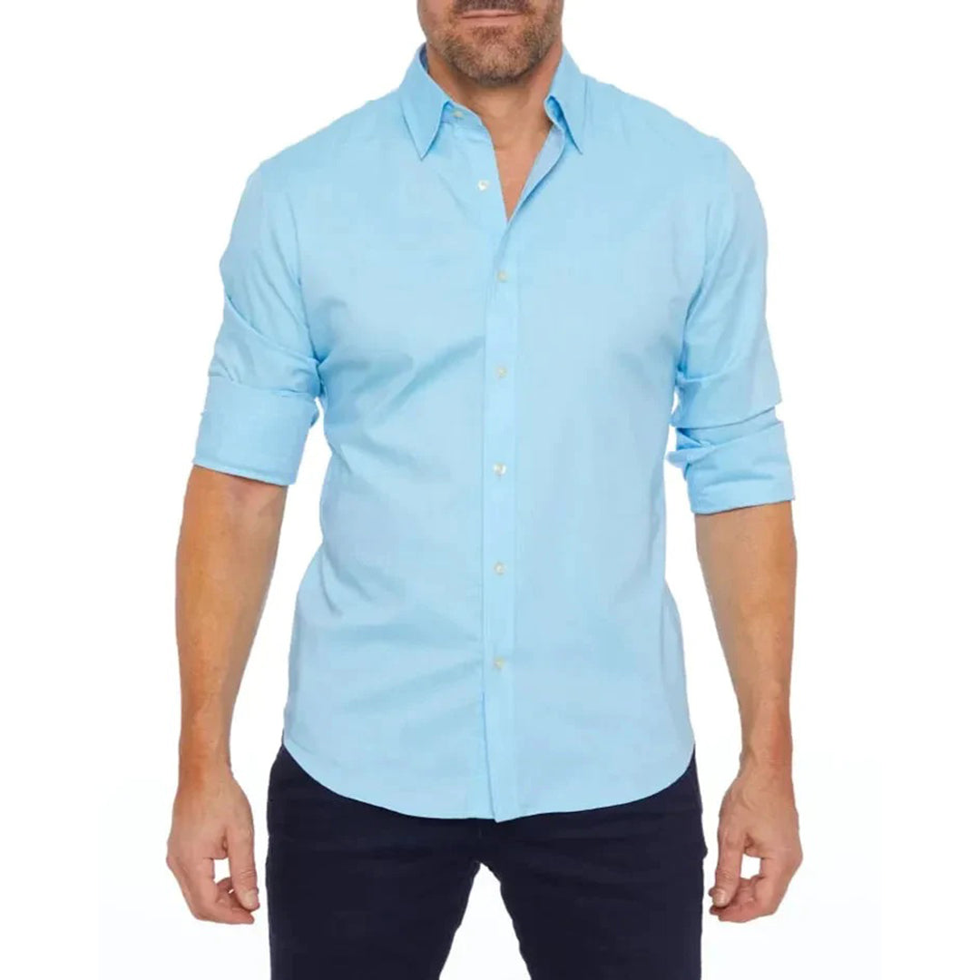 Anzughemd - Reißverschluss - Umlegekragen - Hemd mit Knopfleiste - Herrenhemden-Himmelblau-S-Chaps Herrenmode