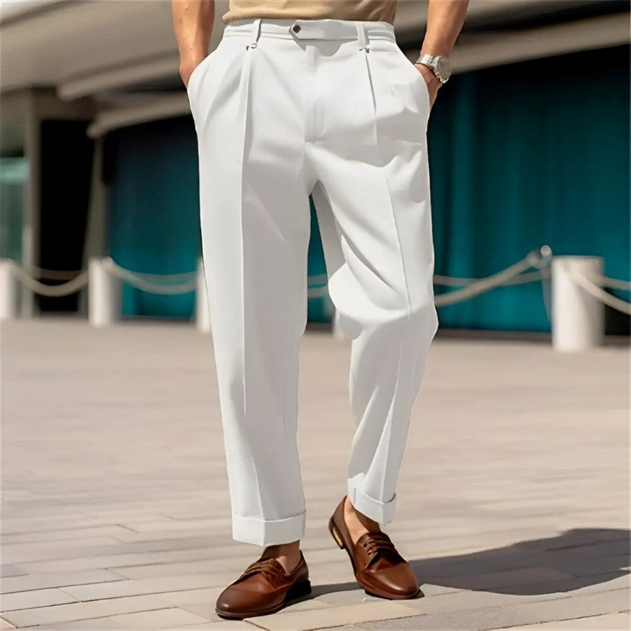 Anzughose - Herren gerades Bein Plissee Business Casual Slack Pants-Chaps Herrenmode