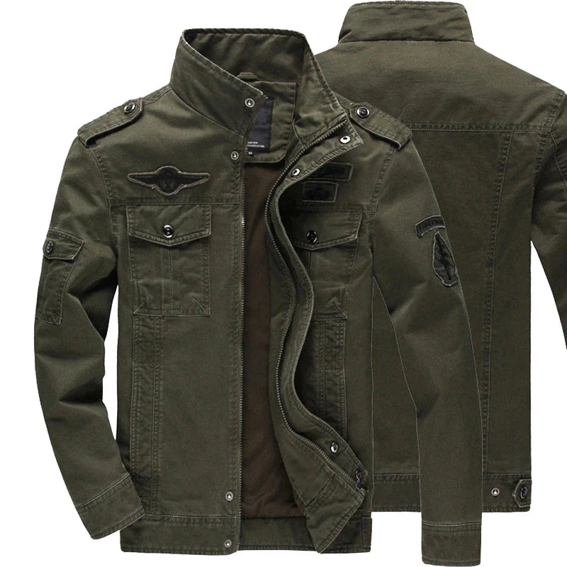 Armeegrüne Jacke | Zip-Up | Taschen | Herrenjacke | Outdoorjacke-Chaps Herrenmode