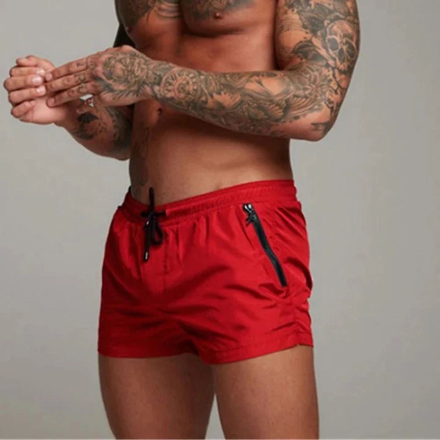 Badehose – elastischer Bund – Kordelzug – Badeshorts – Herren-Bademode-Rot-S-Chaps Herrenmode