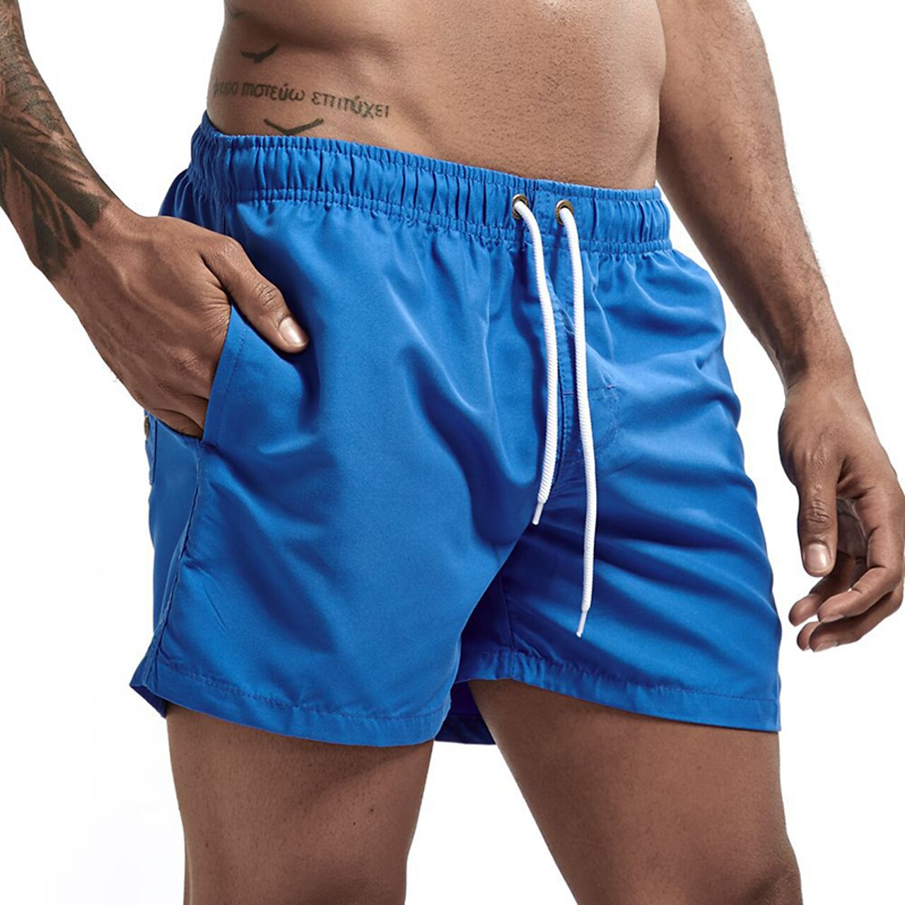 Badeshorts - Elastische Taille für Männer Schnell trocknende Badehose für den Strand-Blau-XS-Chaps Herrenmode