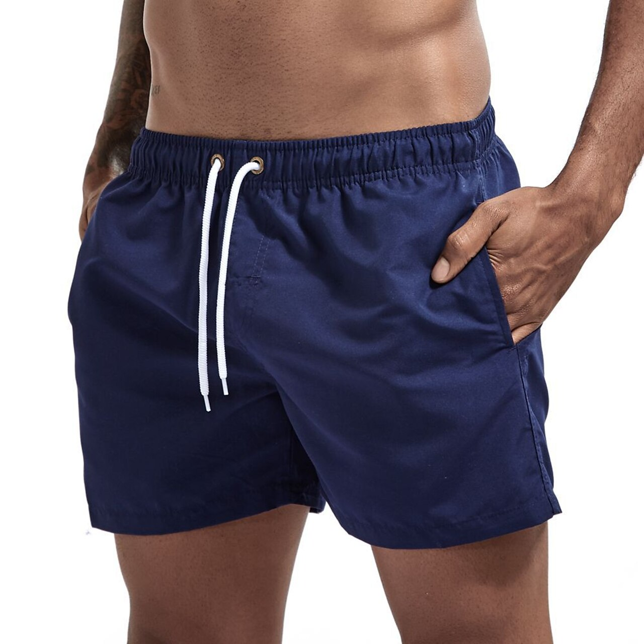 Badeshorts - Elastische Taille für Männer Schnell trocknende Badehose für den Strand-Dunkelblau-XS-Chaps Herrenmode