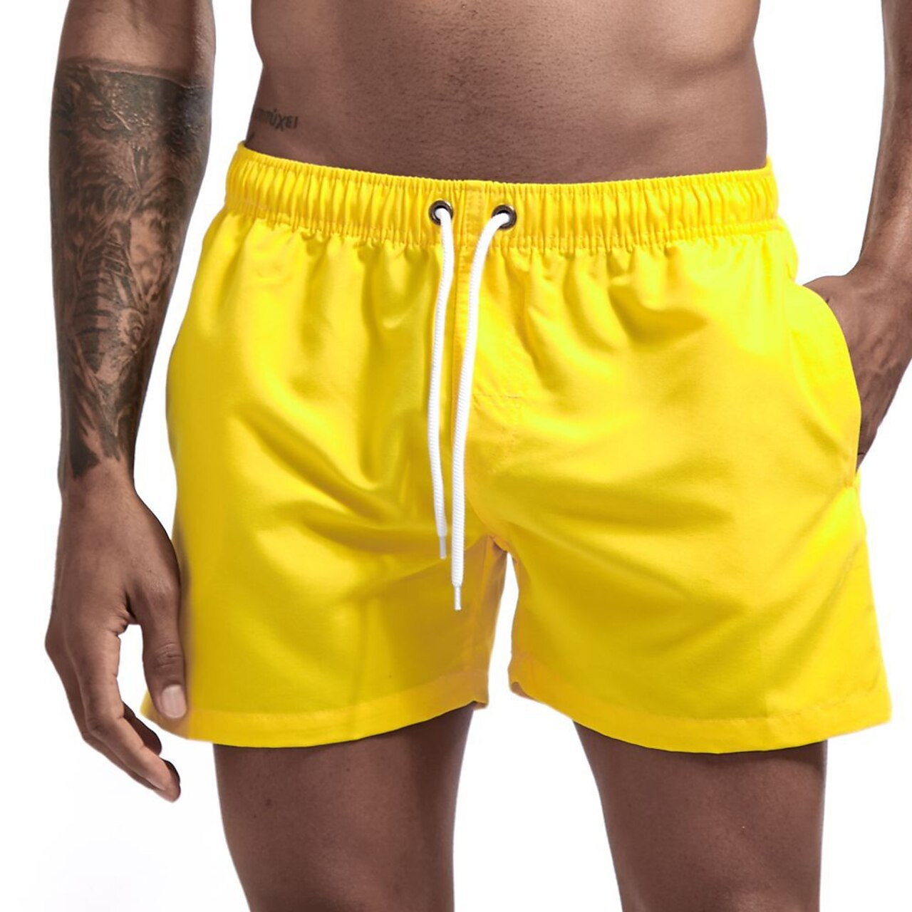 Badeshorts - Elastische Taille für Männer Schnell trocknende Badehose für den Strand-Gelb-XS-Chaps Herrenmode