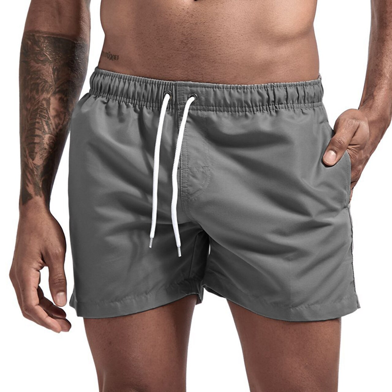 Badeshorts - Elastische Taille für Männer Schnell trocknende Badehose für den Strand-Grau-XS-Chaps Herrenmode