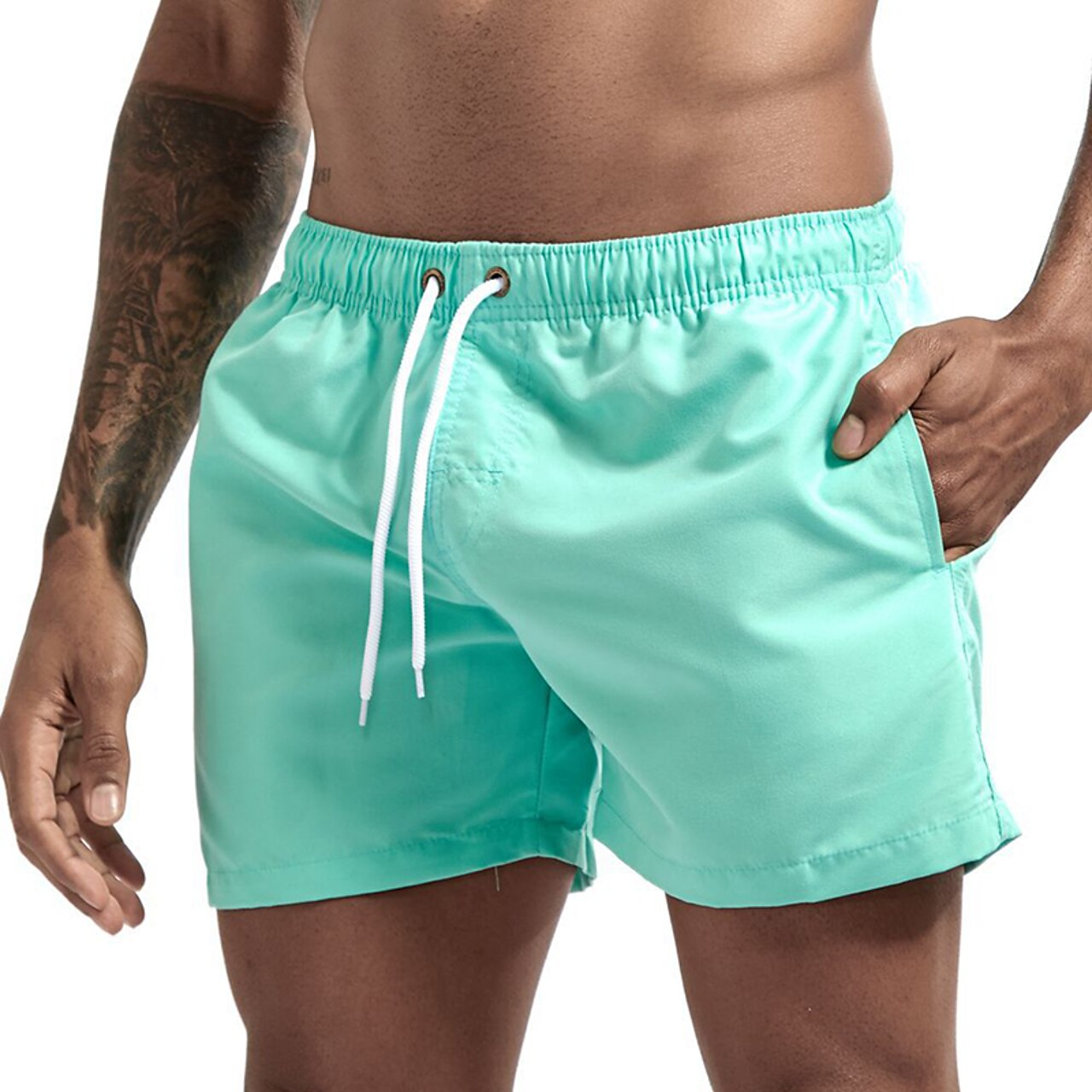 Badeshorts - Elastische Taille für Männer Schnell trocknende Badehose für den Strand-Grün-XS-Chaps Herrenmode