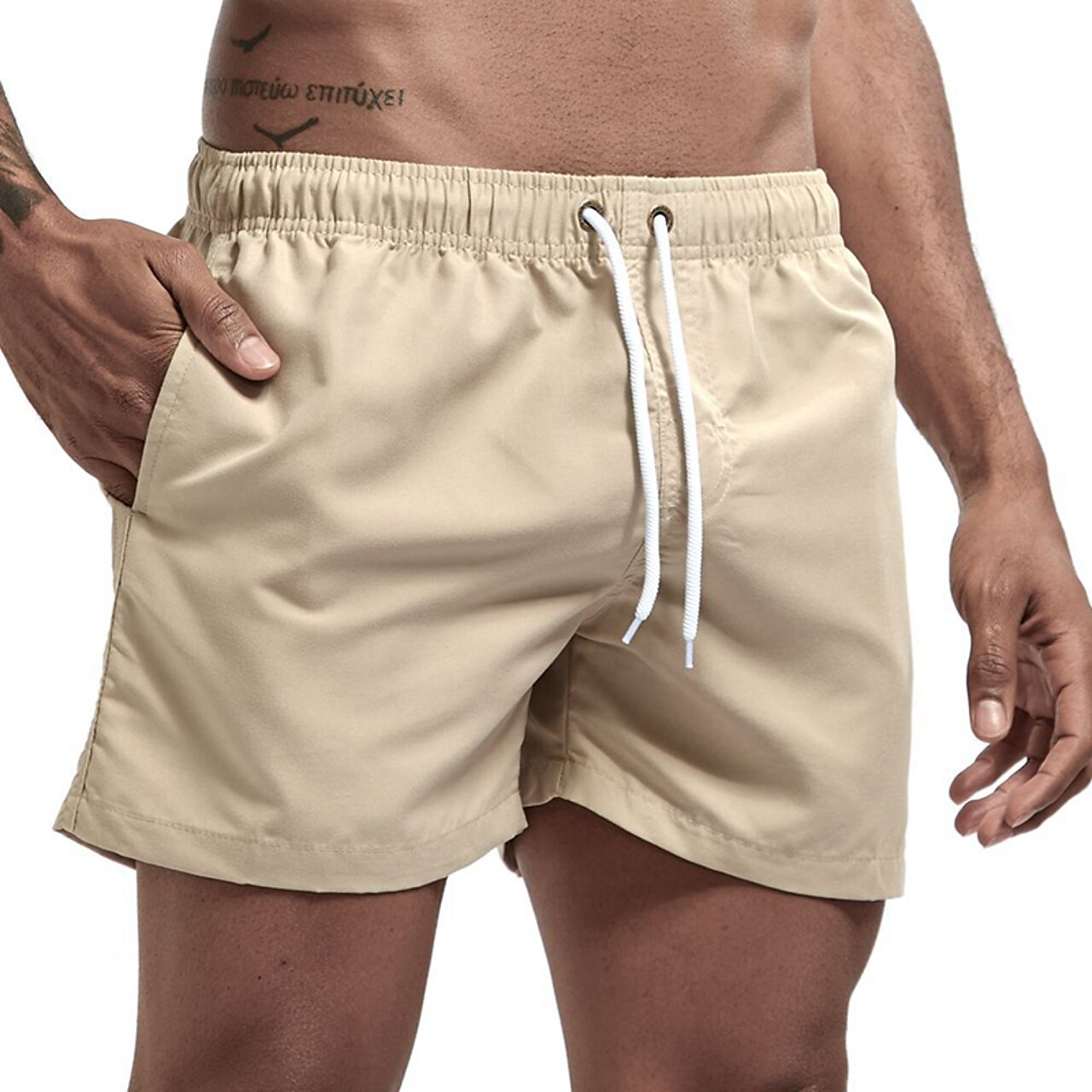 Badeshorts - Elastische Taille für Männer Schnell trocknende Badehose für den Strand-Kaffee-XS-Chaps Herrenmode