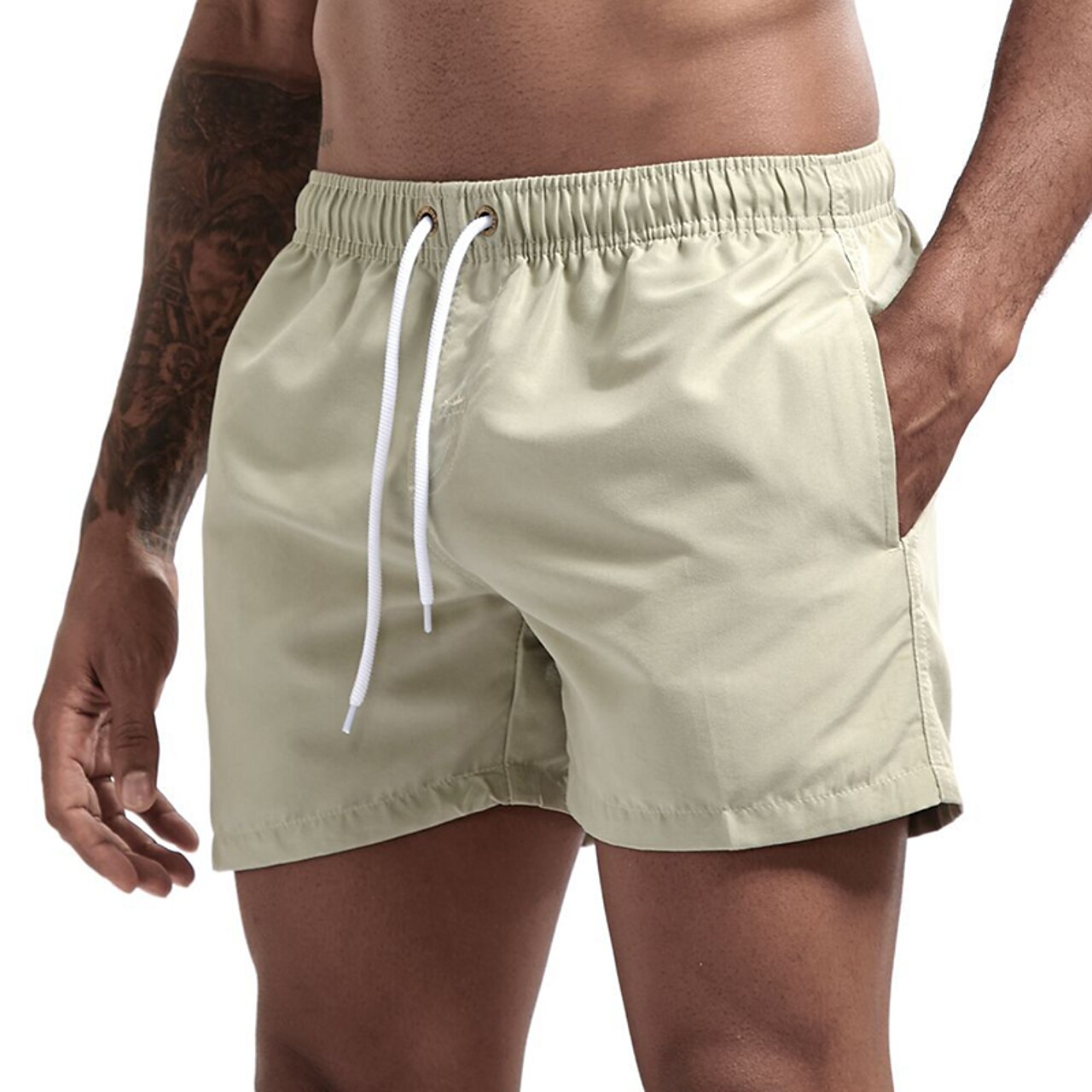 Badeshorts - Elastische Taille für Männer Schnell trocknende Badehose für den Strand-Salbei-XS-Chaps Herrenmode
