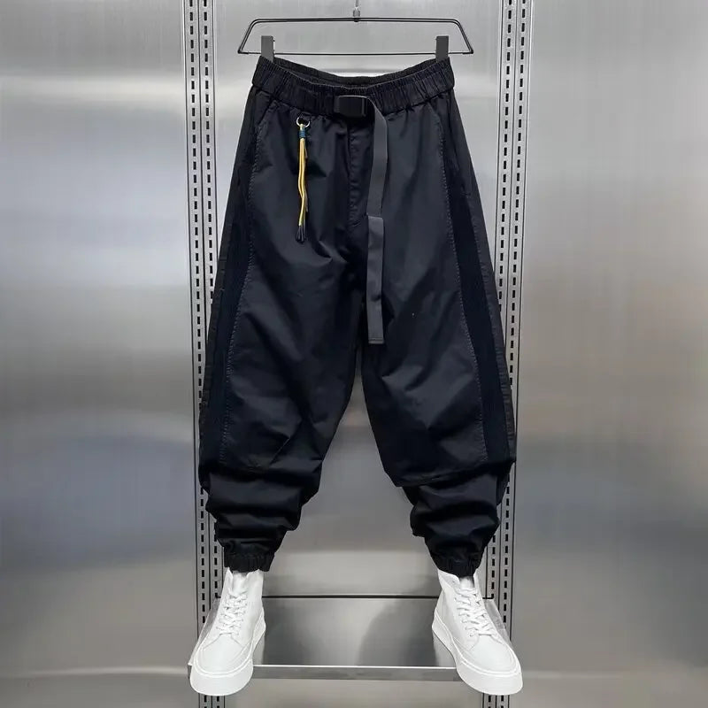 Baggy Pants - Elastic Waist Loose Fit Track Pants für Männer-Schwarz-S-Chaps Herrenmode