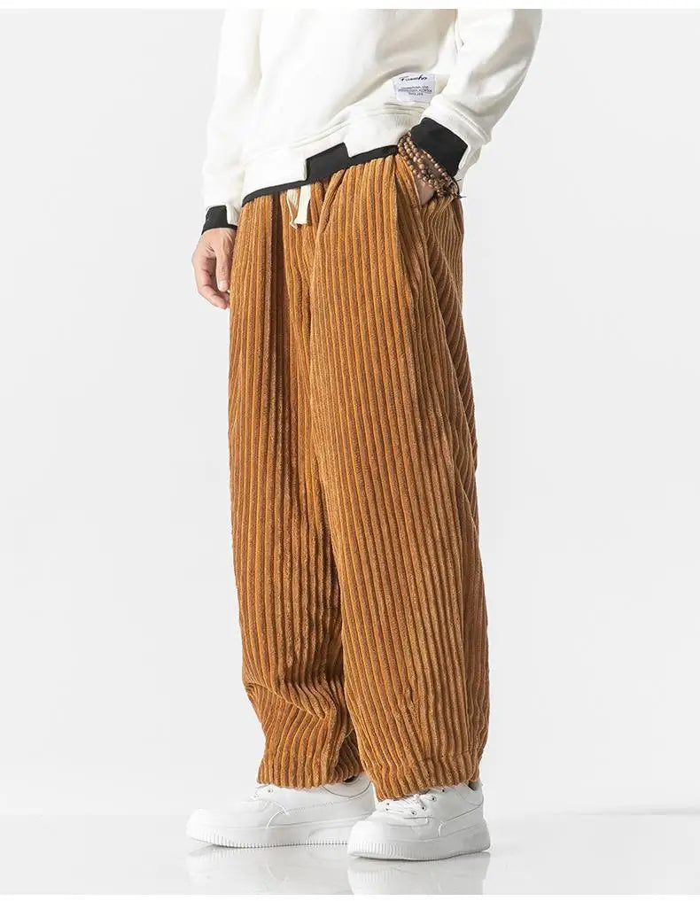 Baggy Pants - Kordelzug - Lose Passform - Kordhosen - Herrenhosen-Hellbraun-M-Chaps Herrenmode