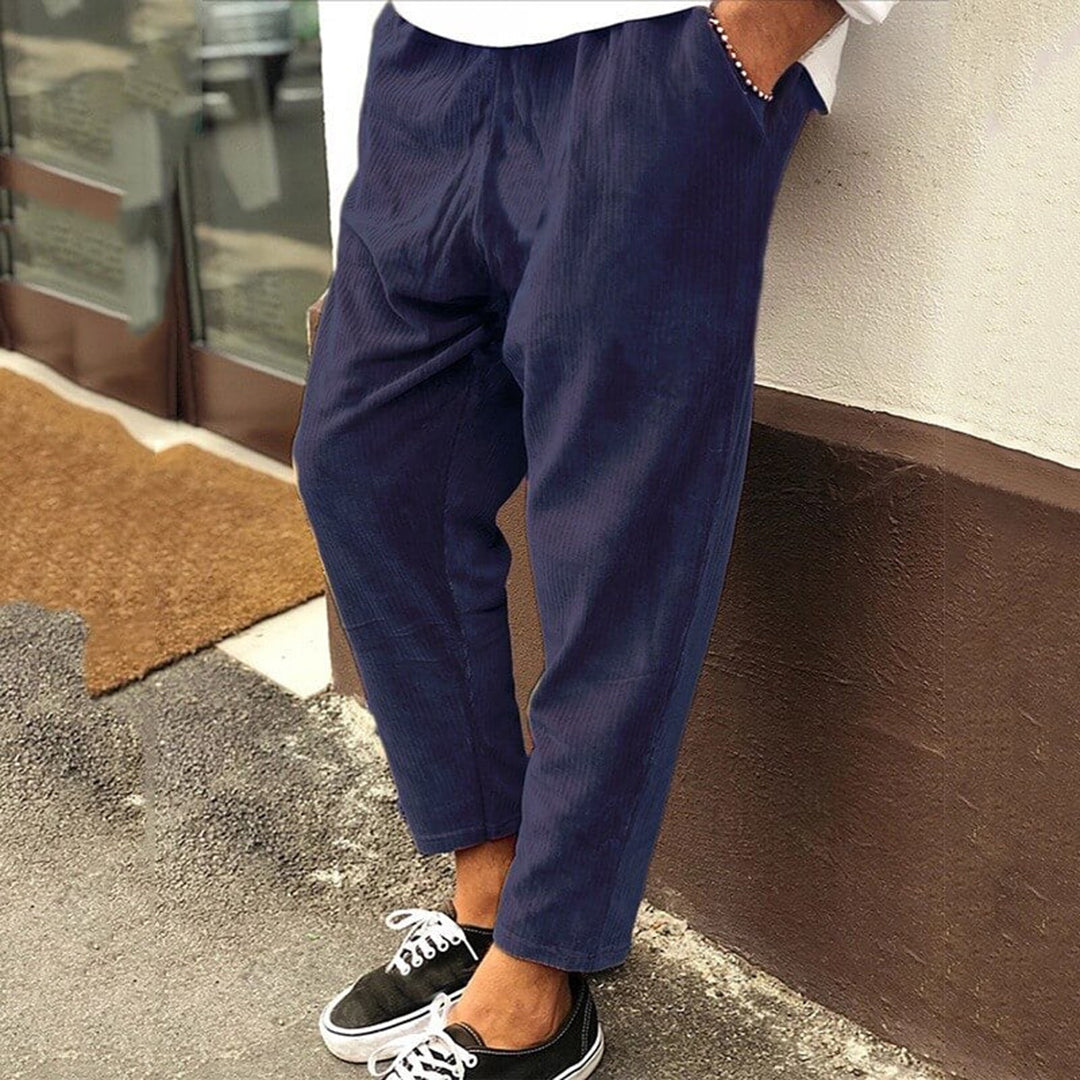 Baggy Pants - Lässige, locker sitzende Cordhosen für Männer-Blau-S-Chaps Herrenmode