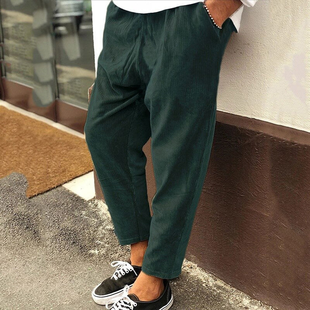 Baggy Pants - Lässige, locker sitzende Cordhosen für Männer-Grün-S-Chaps Herrenmode