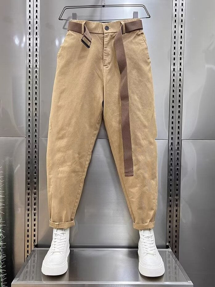 Baggy Pants | Slouchy | Gürtel | Loose Fit Pants | Herrenhosen-Beige-XXS-Chaps Herrenmode
