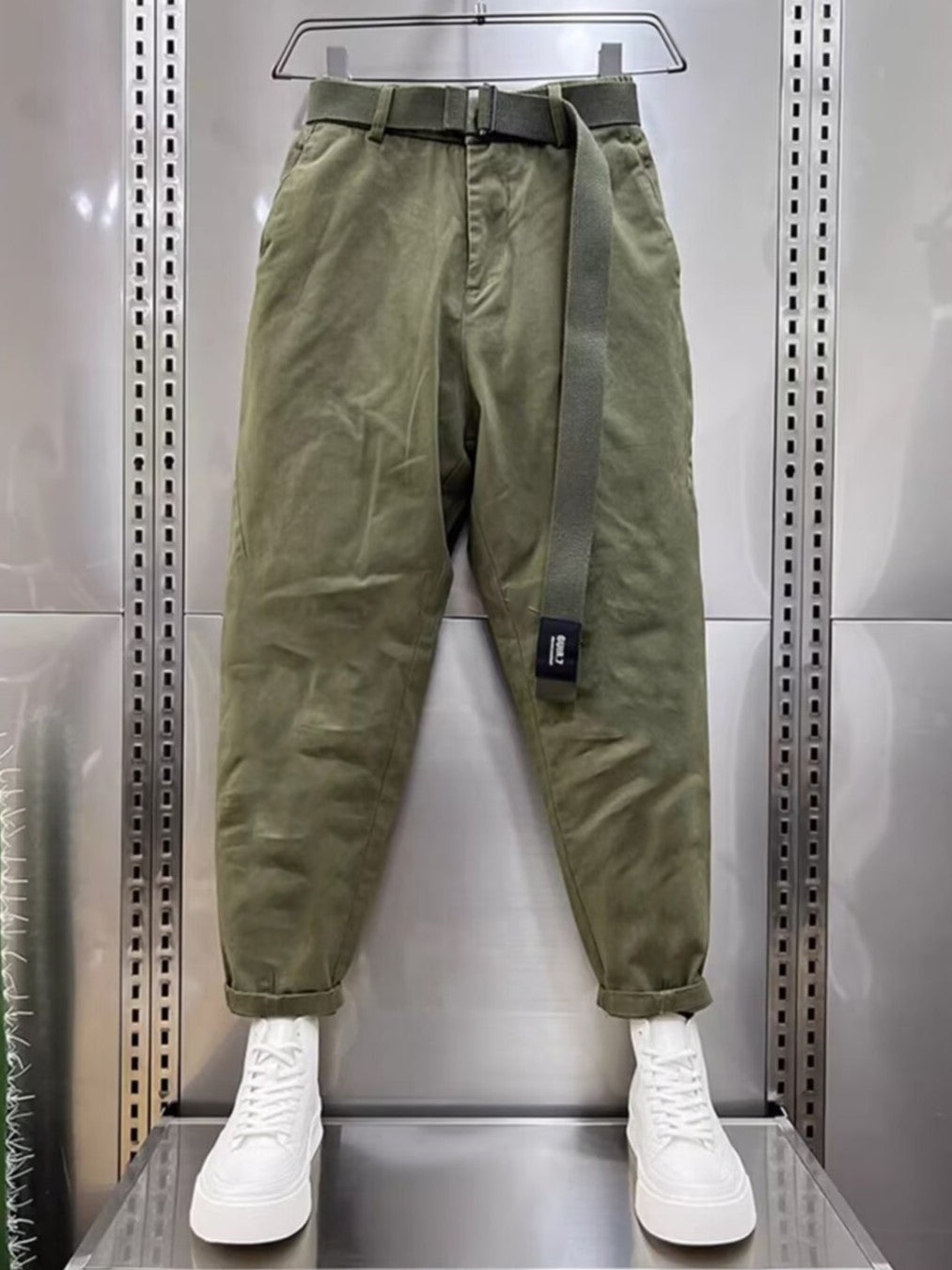 Baggy Pants | Slouchy | Gürtel | Loose Fit Pants | Herrenhosen-Grün-XXS-Chaps Herrenmode