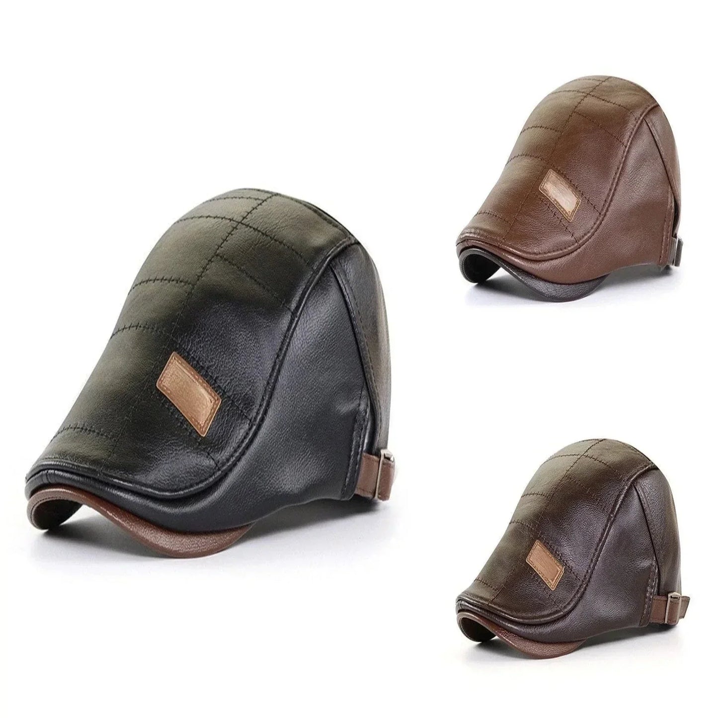 Baskenmütze - Leder - Paddy Cap - Flache Mütze - Herrenmützen-Chaps Herrenmode