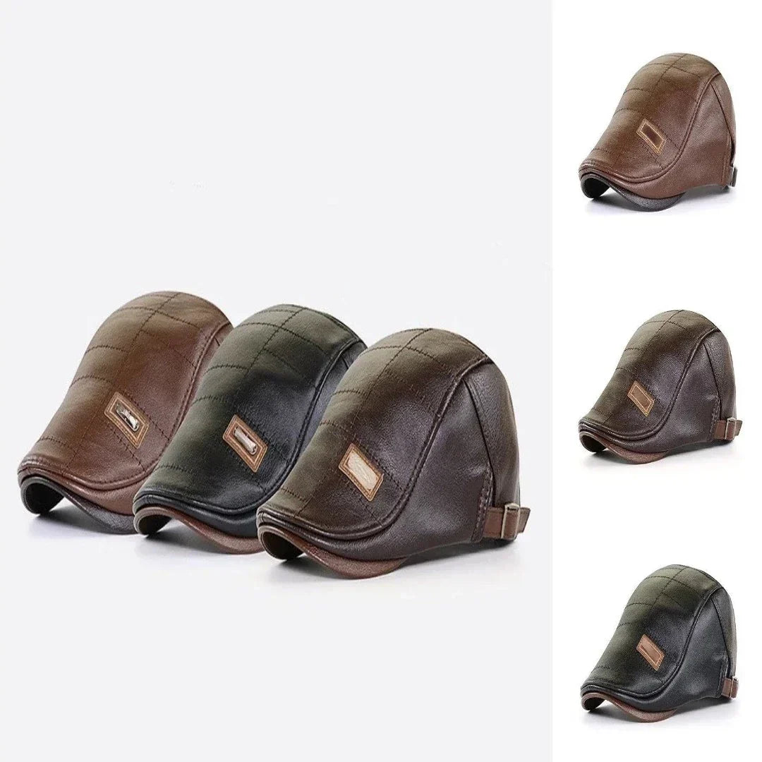Baskenmütze - Leder - Paddy Cap - Flache Mütze - Herrenmützen-Chaps Herrenmode