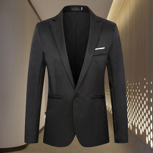 Blazer – Einreihiges Anzugjackett für Herren-Schwarz-M-Chaps Herrenmode