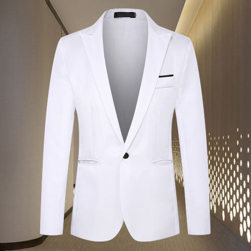 Blazer – Einreihiges Anzugjackett für Herren-Weiß-M-Chaps Herrenmode