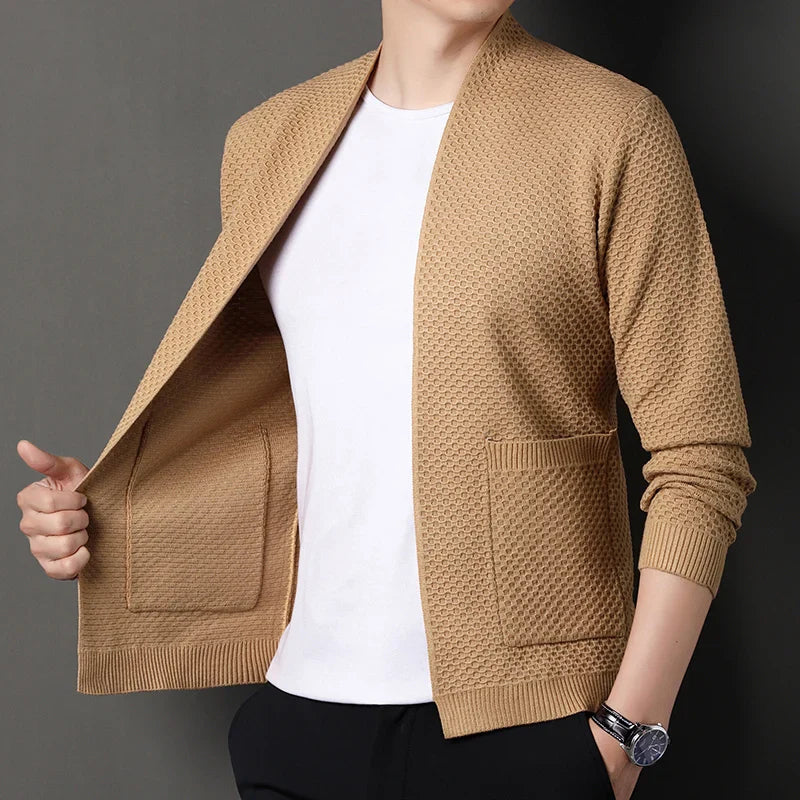 Blazer | Offene Vorderseite | Taschen | Strickjacke | Herrenbekleidung-Chaps Herrenmode