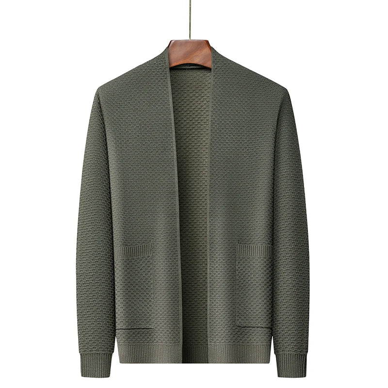 Blazer | Offene Vorderseite | Taschen | Strickjacke | Herrenbekleidung-Grün-S-Chaps Herrenmode