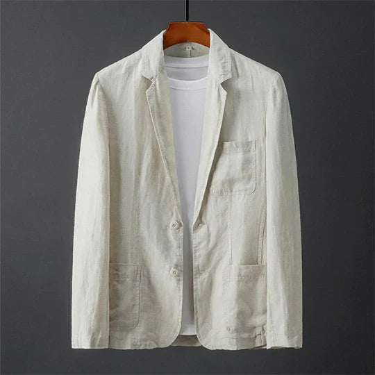 Blazer für Männer - Button-Up - Leichtgewicht - Leinenblazer - Herrenjacke-Beige-S-Chaps Herrenmode