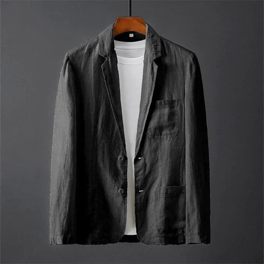 Blazer für Männer - Button-Up - Leichtgewicht - Leinenblazer - Herrenjacke-Schwarz-S-Chaps Herrenmode