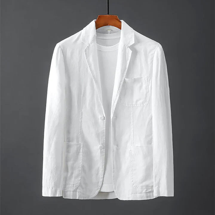 Blazer für Männer - Button-Up - Leichtgewicht - Leinenblazer - Herrenjacke-Weiß-S-Chaps Herrenmode