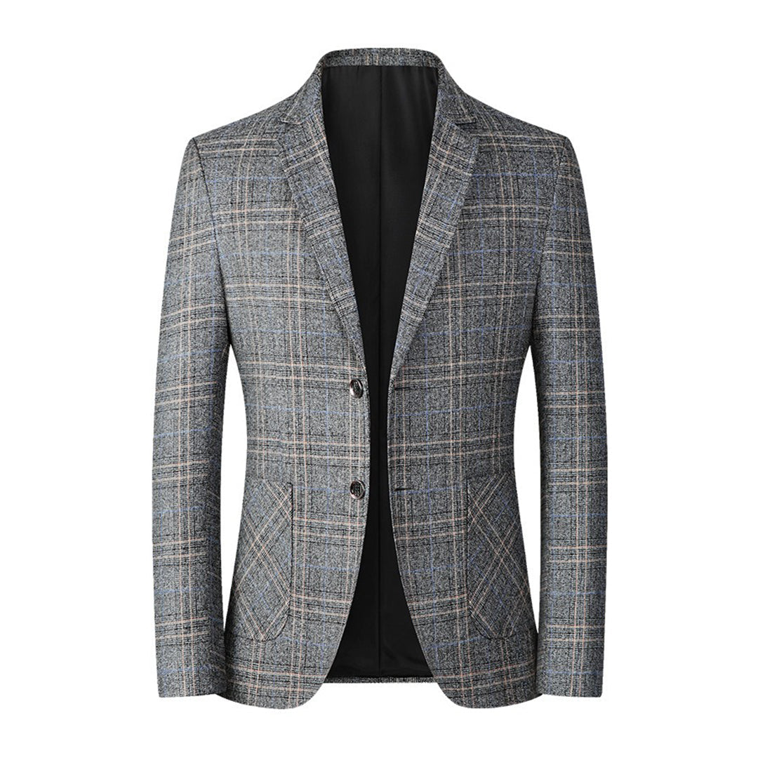Blazer für Männer - Einreihig - Taschen - Karierter Blazer - Anzugjacke-Grau-XXS-Chaps Herrenmode
