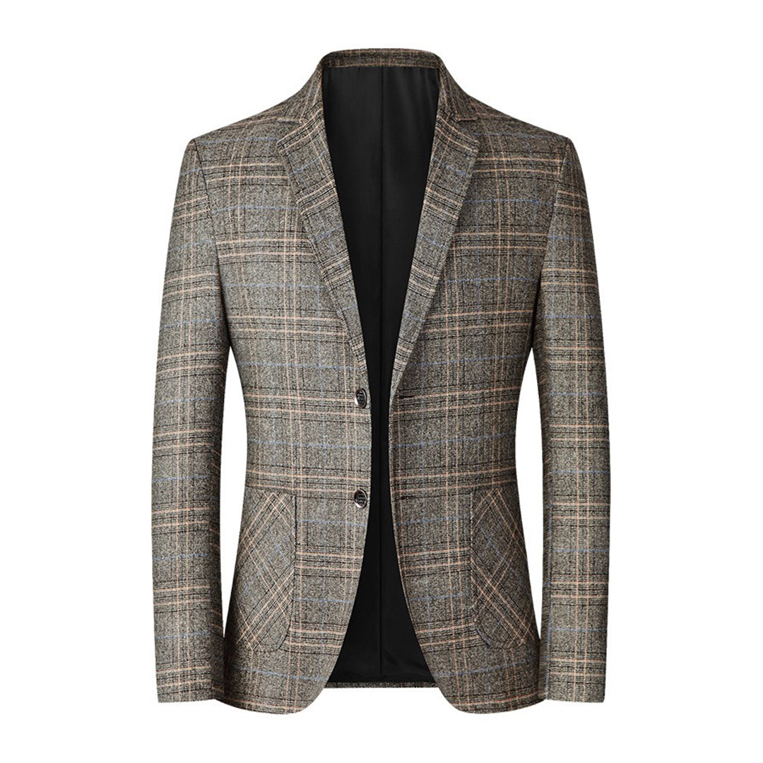 Blazer für Männer - Einreihig - Taschen - Karierter Blazer - Anzugjacke-Khaki-XXS-Chaps Herrenmode