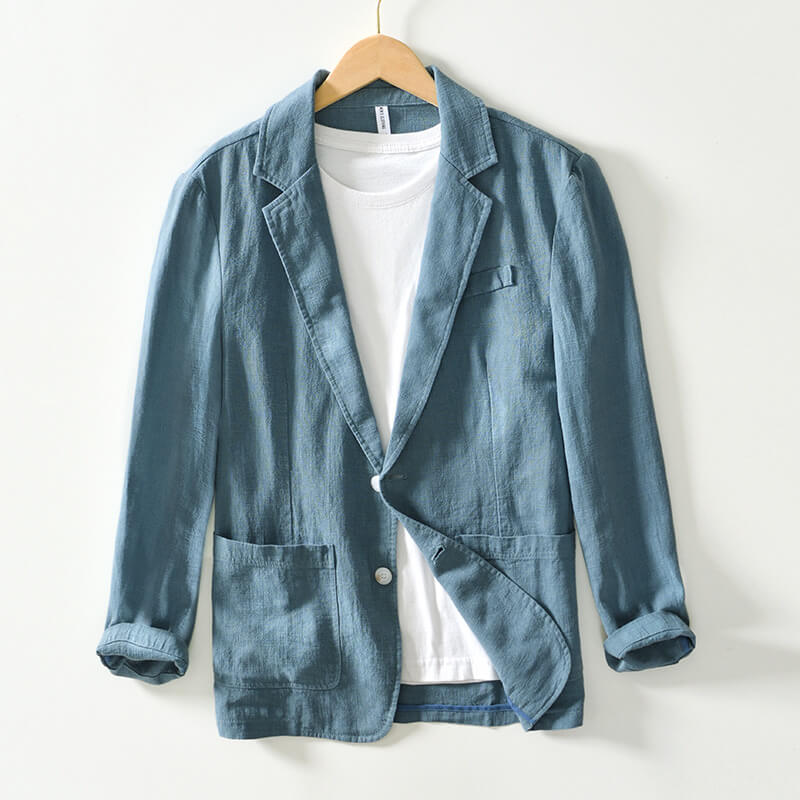 Blazerjacke | Einreiher – leicht – Leinenblazer | Herrenjacken-Blau-S-Chaps Herrenmode