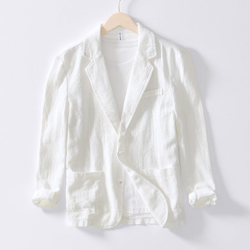 Blazerjacke | Einreiher – leicht – Leinenblazer | Herrenjacken-Weiß-S-Chaps Herrenmode