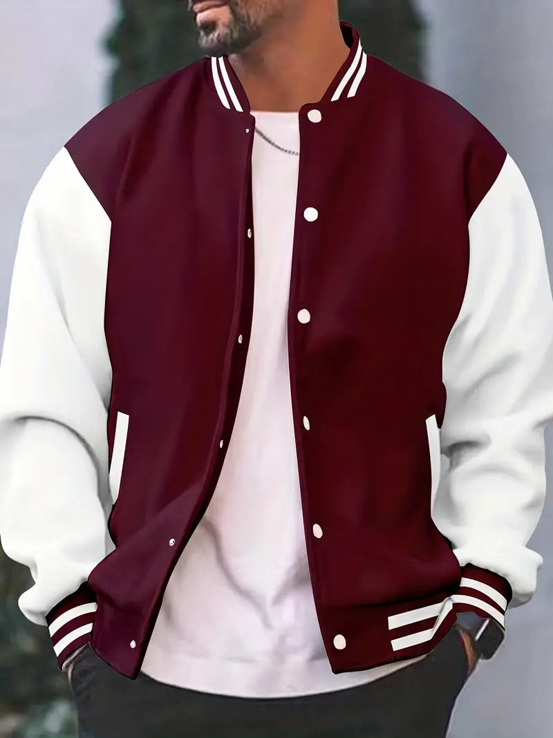 Bomberjacke - Button-Up - Sommer - Baseballjacke - Herrenjacke-Burgunderrot-S-Chaps Herrenmode