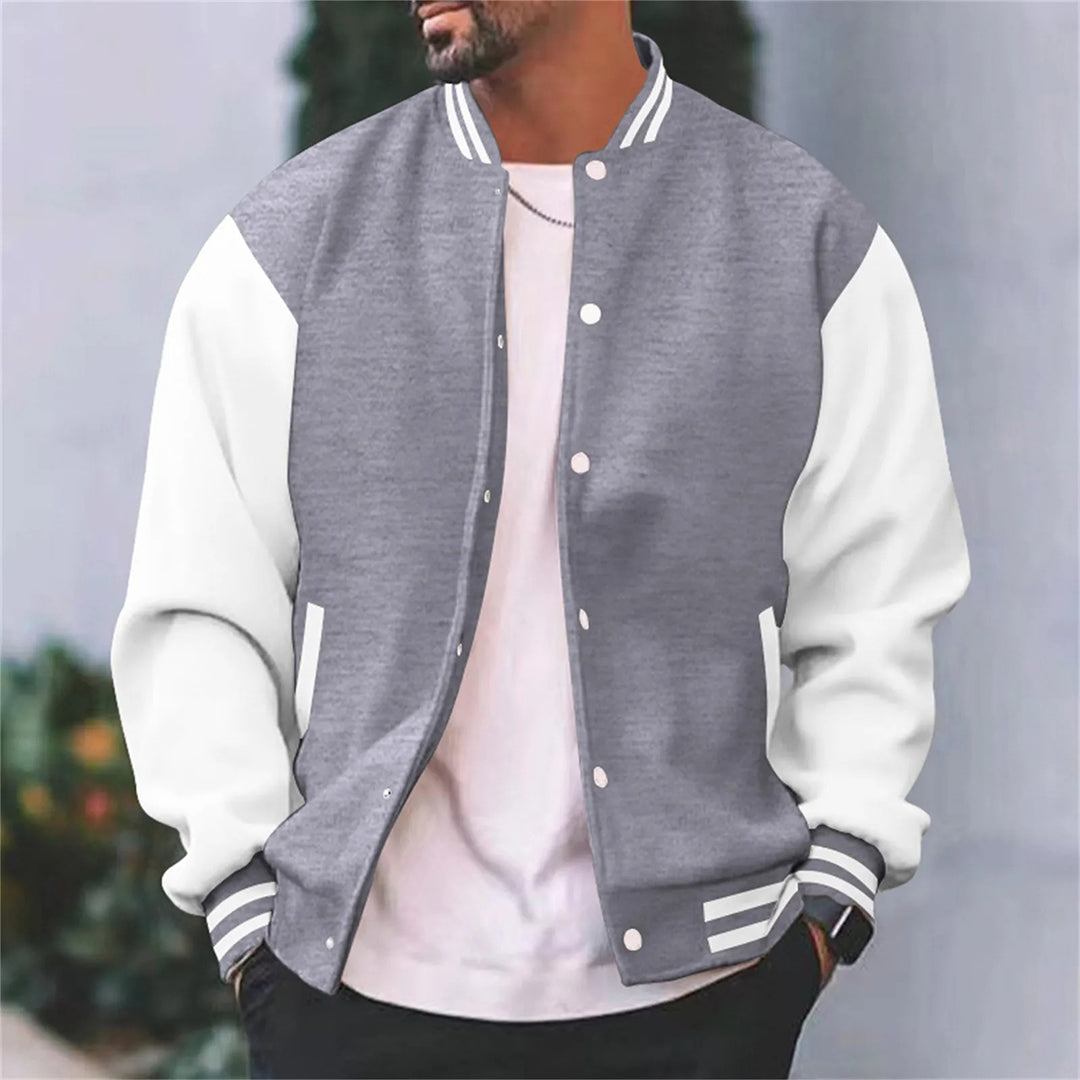 Bomberjacke - Button-Up - Sommer - Baseballjacke - Herrenjacke-Grau-S-Chaps Herrenmode