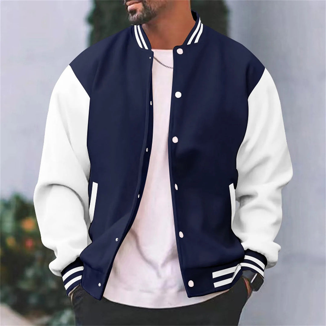 Bomberjacke - Button-Up - Sommer - Baseballjacke - Herrenjacke-Marineblau-S-Chaps Herrenmode