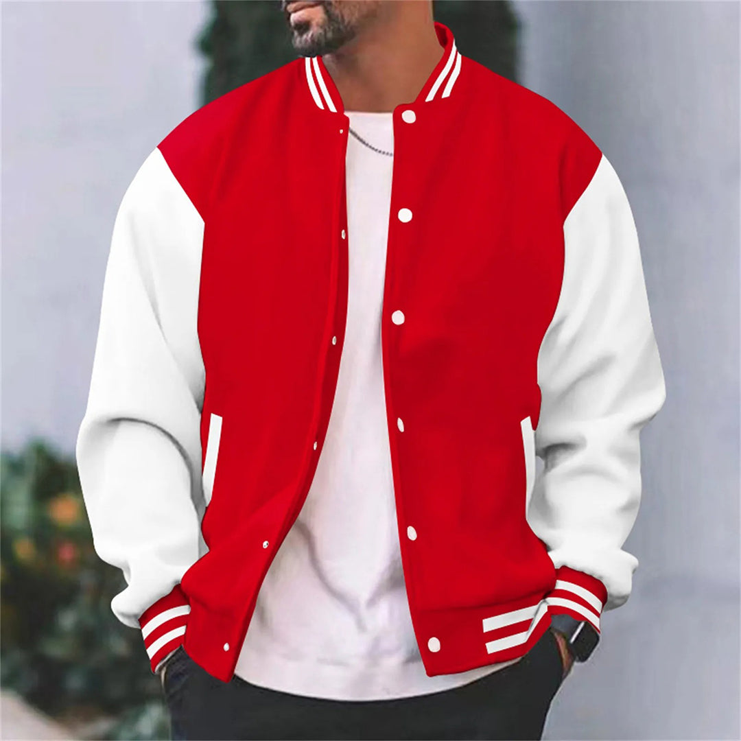 Bomberjacke - Button-Up - Sommer - Baseballjacke - Herrenjacke-Rot-S-Chaps Herrenmode