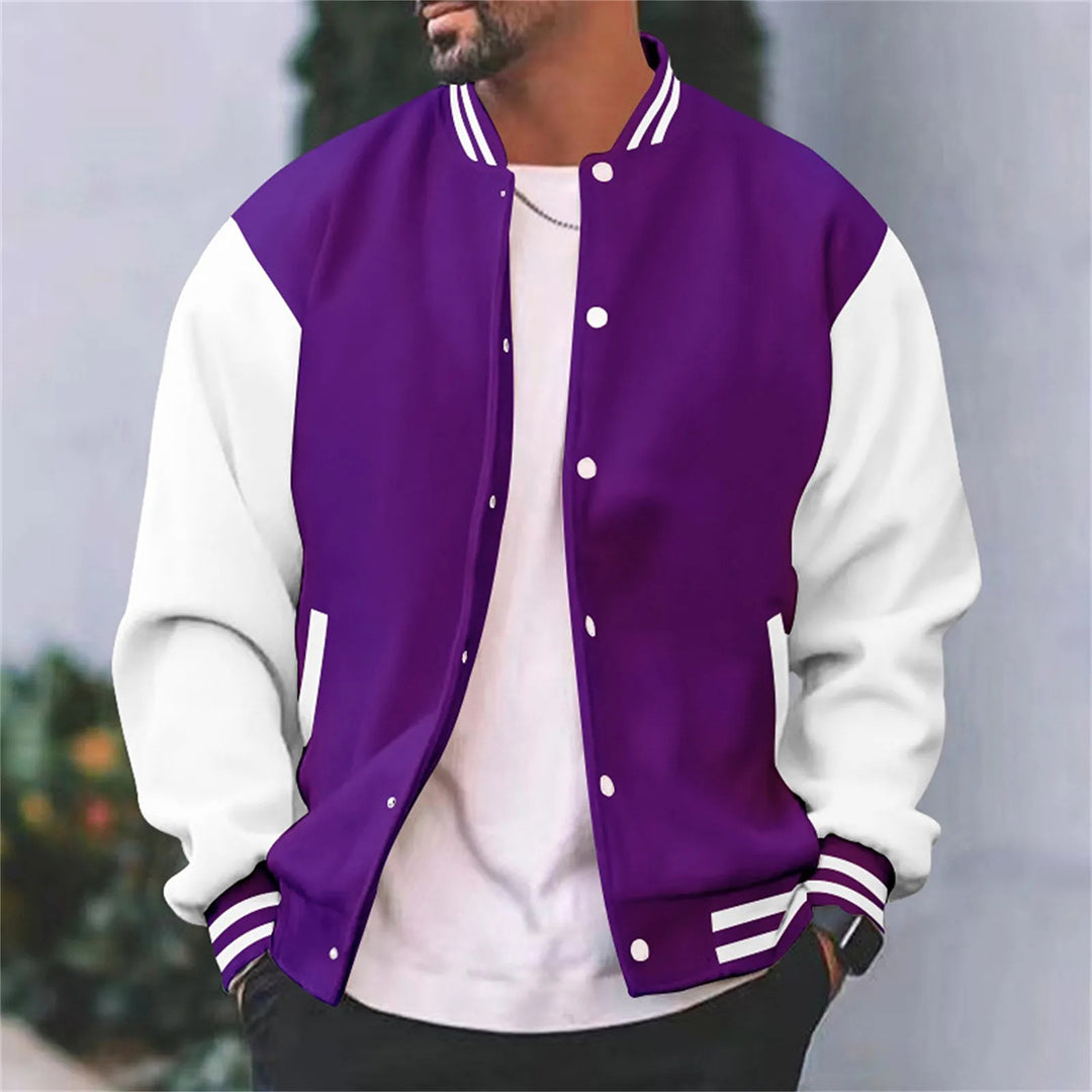 Bomberjacke - Button-Up - Sommer - Baseballjacke - Herrenjacke-Violett-S-Chaps Herrenmode