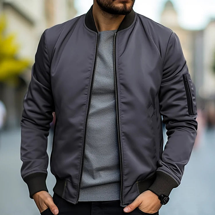 Bomberjacke – Herren-Streetwear-Jacken mit Reißverschluss für den Herbst-Dunkelgrau-S-Chaps Herrenmode