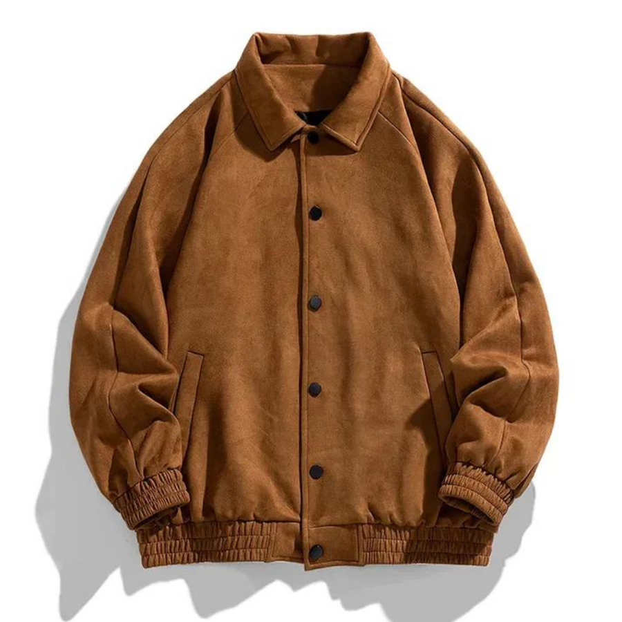 Bomberjacke – Lässige Retro-Jacke für Männer mit Knöpfen und Oversize-Passform-Braun-XS-Chaps Herrenmode