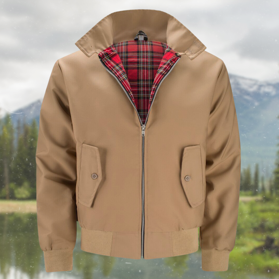 Bomberjacke | Leicht | Mit Reißverschluss | Harrington-Jacke | Herrenjacken-Braun-S-Chaps Herrenmode