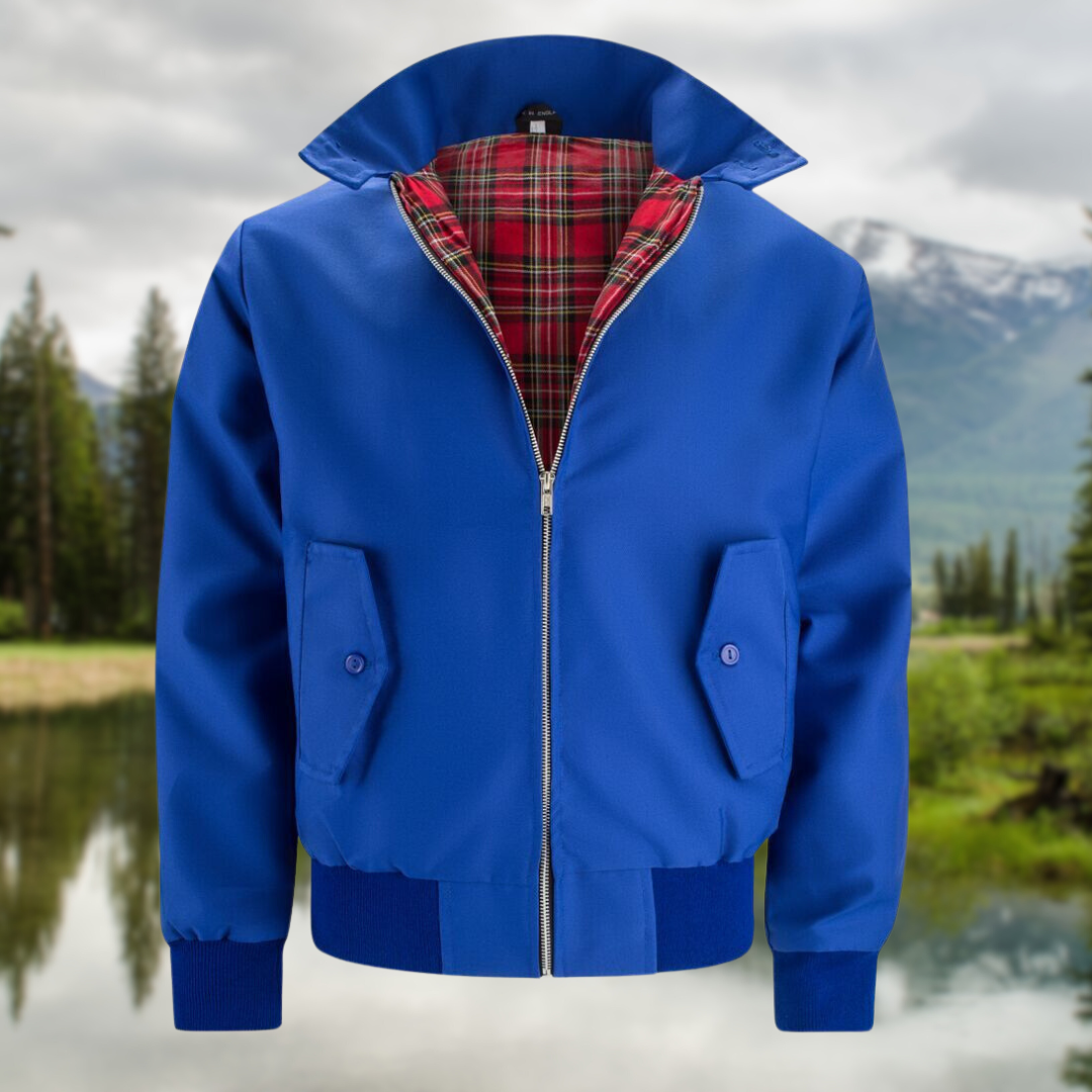 Bomberjacke | Leicht | Mit Reißverschluss | Harrington-Jacke | Herrenjacken-Königsblau-S-Chaps Herrenmode