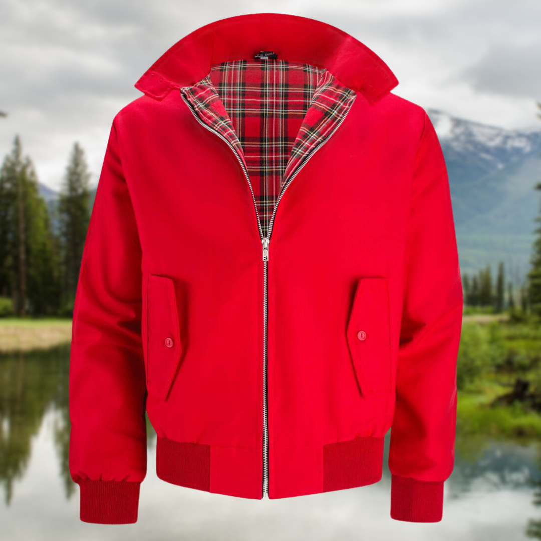 Bomberjacke | Leicht | Mit Reißverschluss | Harrington-Jacke | Herrenjacken-Rot-S-Chaps Herrenmode