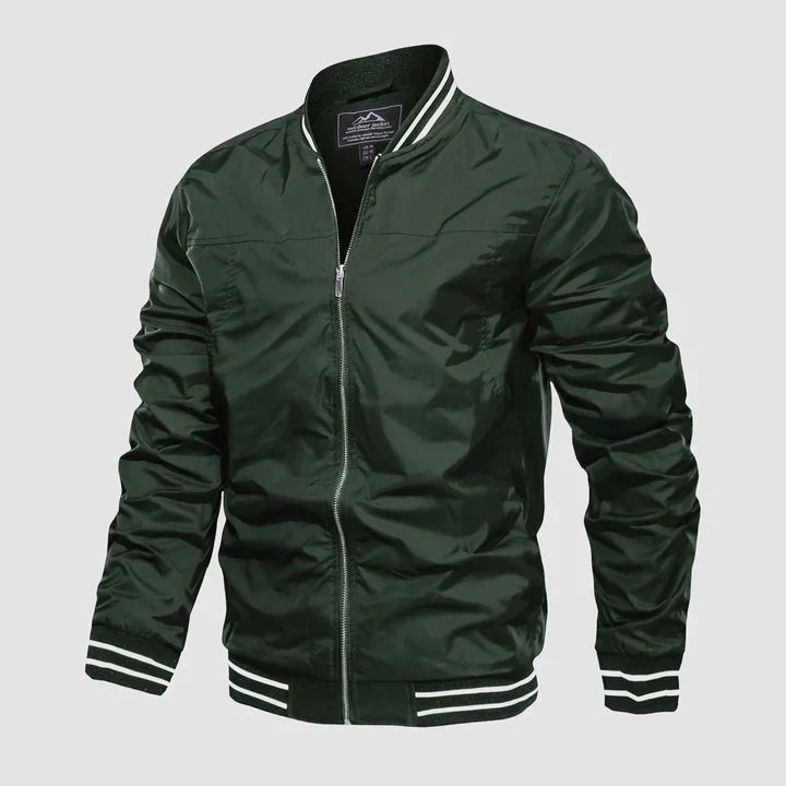 Bomberjacke - Leichte Harrington-Sommerjacke mit Reißverschluss für Männer-Armeegrün-XS-Chaps Herrenmode