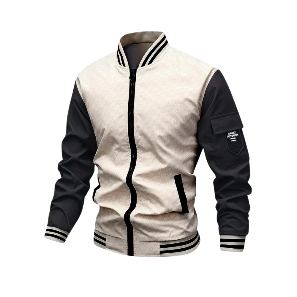 Bomberjacke | Reißverschluss | Herbst | Basketballjacke | Herrenjacke-Beige-XS-Chaps Herrenmode