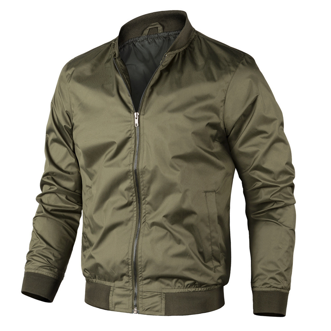 Bomberjacke | Reißverschluss | Leicht | Sommerjacke | Herrenjacke-Armeegrün-S-Chaps Herrenmode