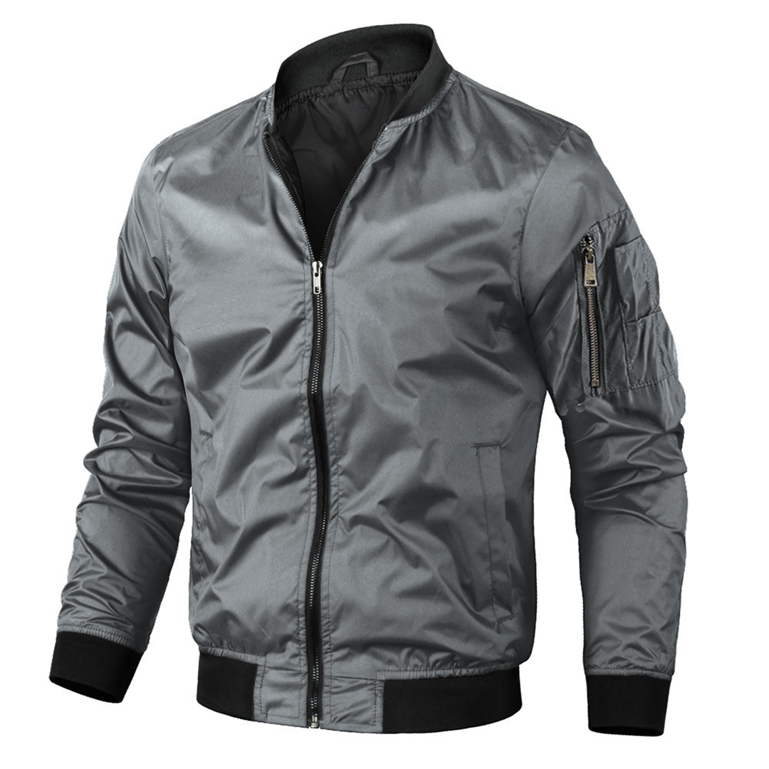 Bomberjacke | Reißverschluss | Leicht | Sommerjacke | Herrenjacke-Grau-S-Chaps Herrenmode