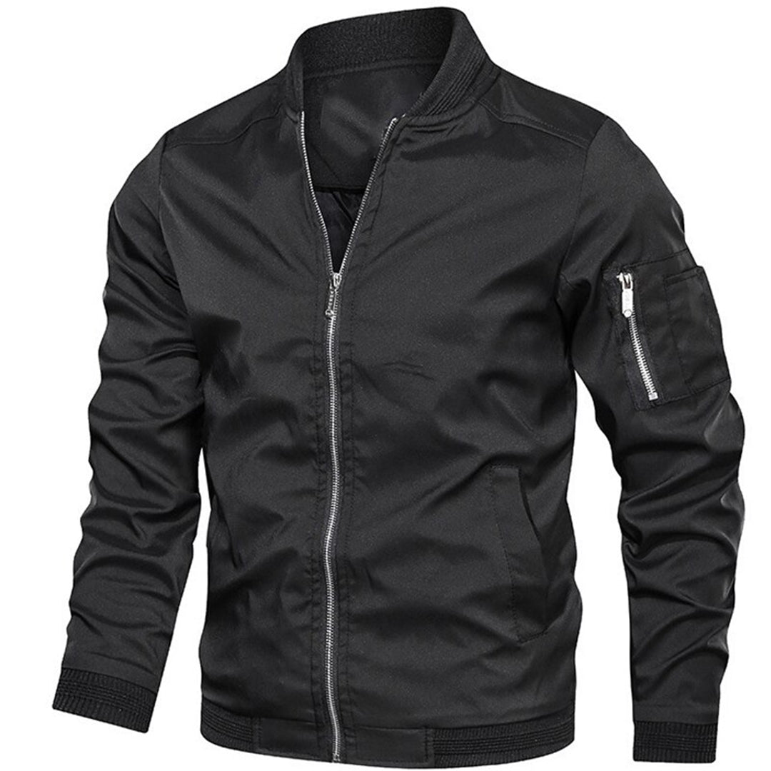 Bomberjacke | Reißverschluss | Leicht | Sommerjacke | Herrenjacke-Schwarz-S-Chaps Herrenmode