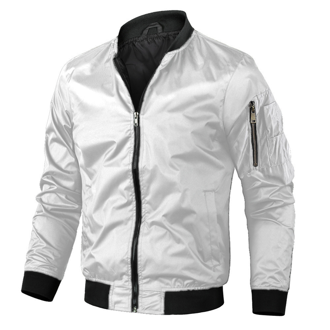 Bomberjacke | Reißverschluss | Leicht | Sommerjacke | Herrenjacke-Weiß-S-Chaps Herrenmode