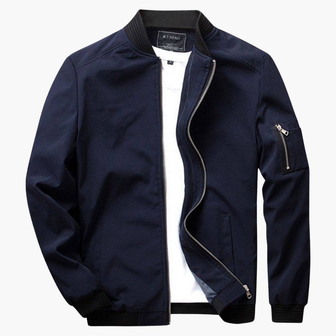 Bomberjacke | Reißverschluss | Winddicht | Herbstjacke | Herrenjacke-Blau-S-Chaps Herrenmode
