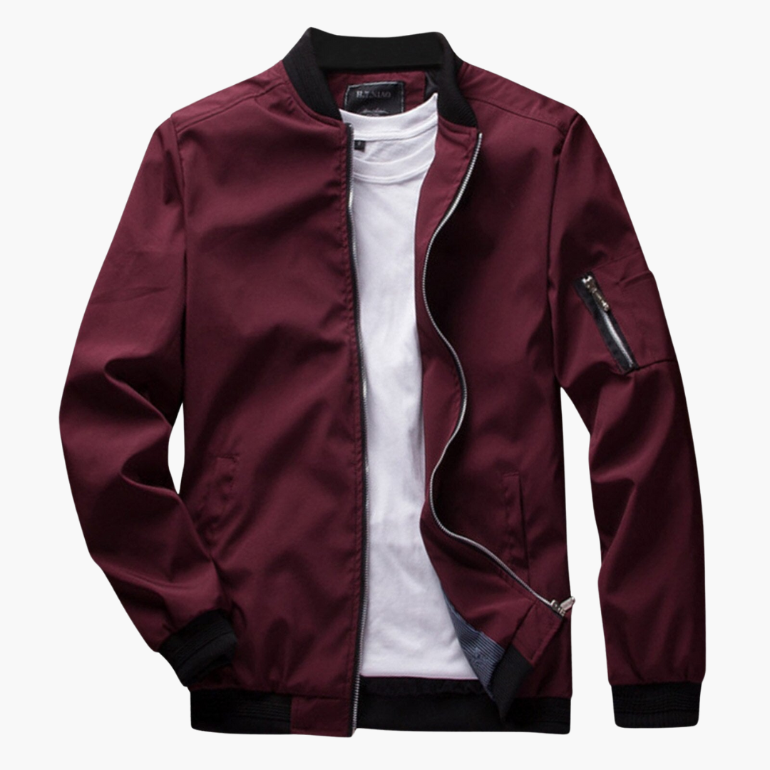 Bomberjacke | Reißverschluss | Winddicht | Herbstjacke | Herrenjacke-Rot-S-Chaps Herrenmode
