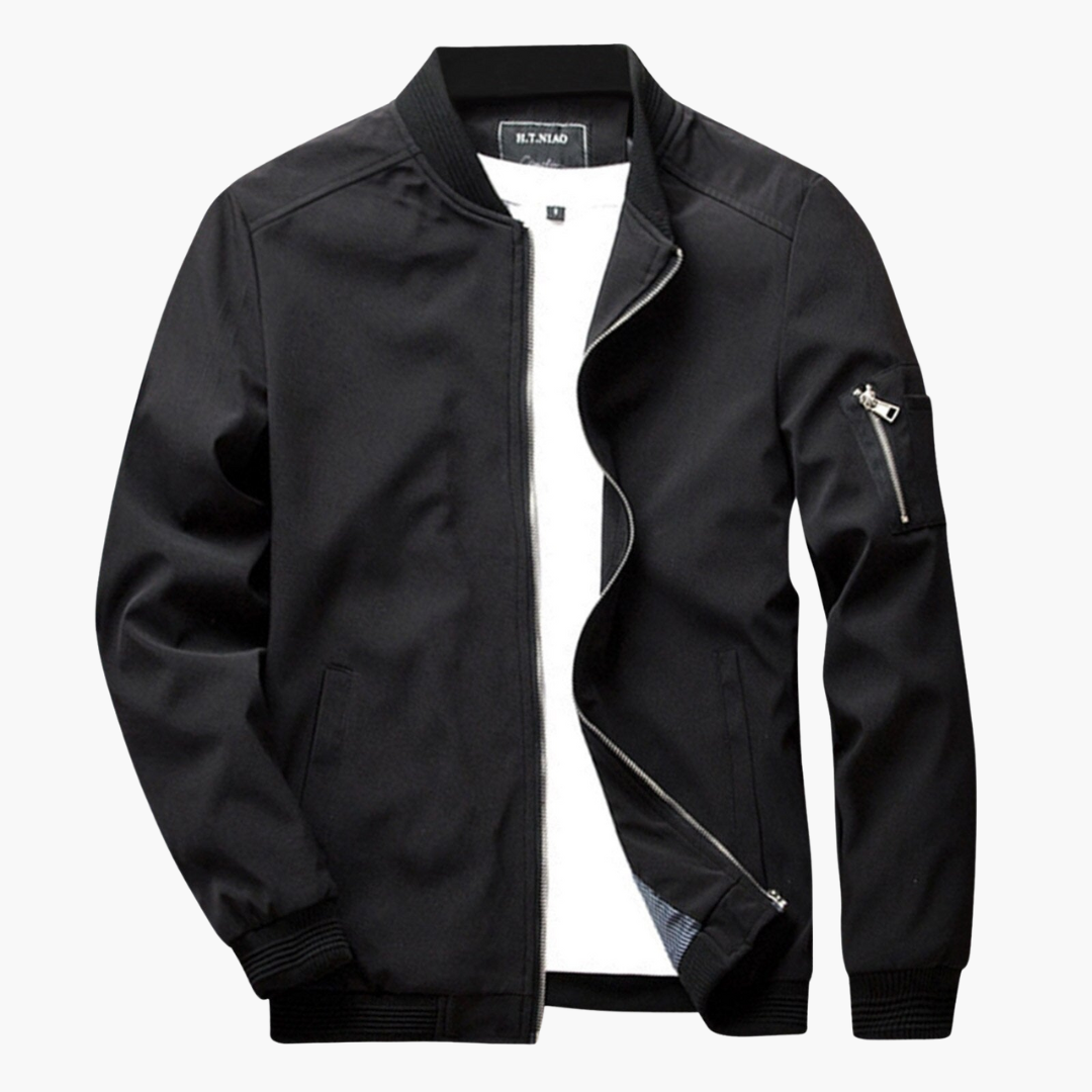 Bomberjacke | Reißverschluss | Winddicht | Herbstjacke | Herrenjacke-Schwarz-S-Chaps Herrenmode