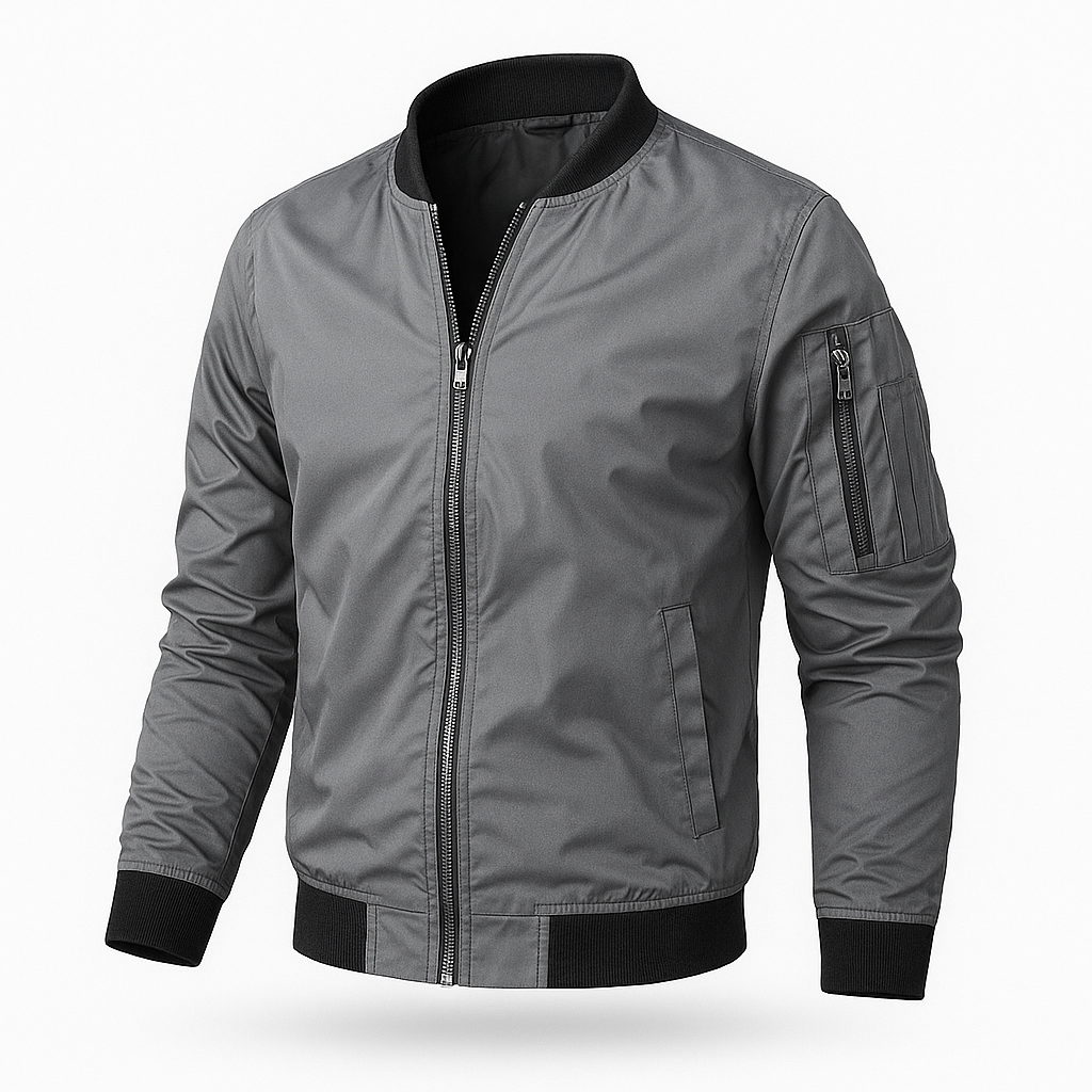 Bomberjacke | Reißverschluss | Winddicht | Sommerjacke | Herrenjacke-Grau-S-Chaps Herrenmode